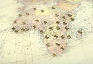 Africa map dollar signs