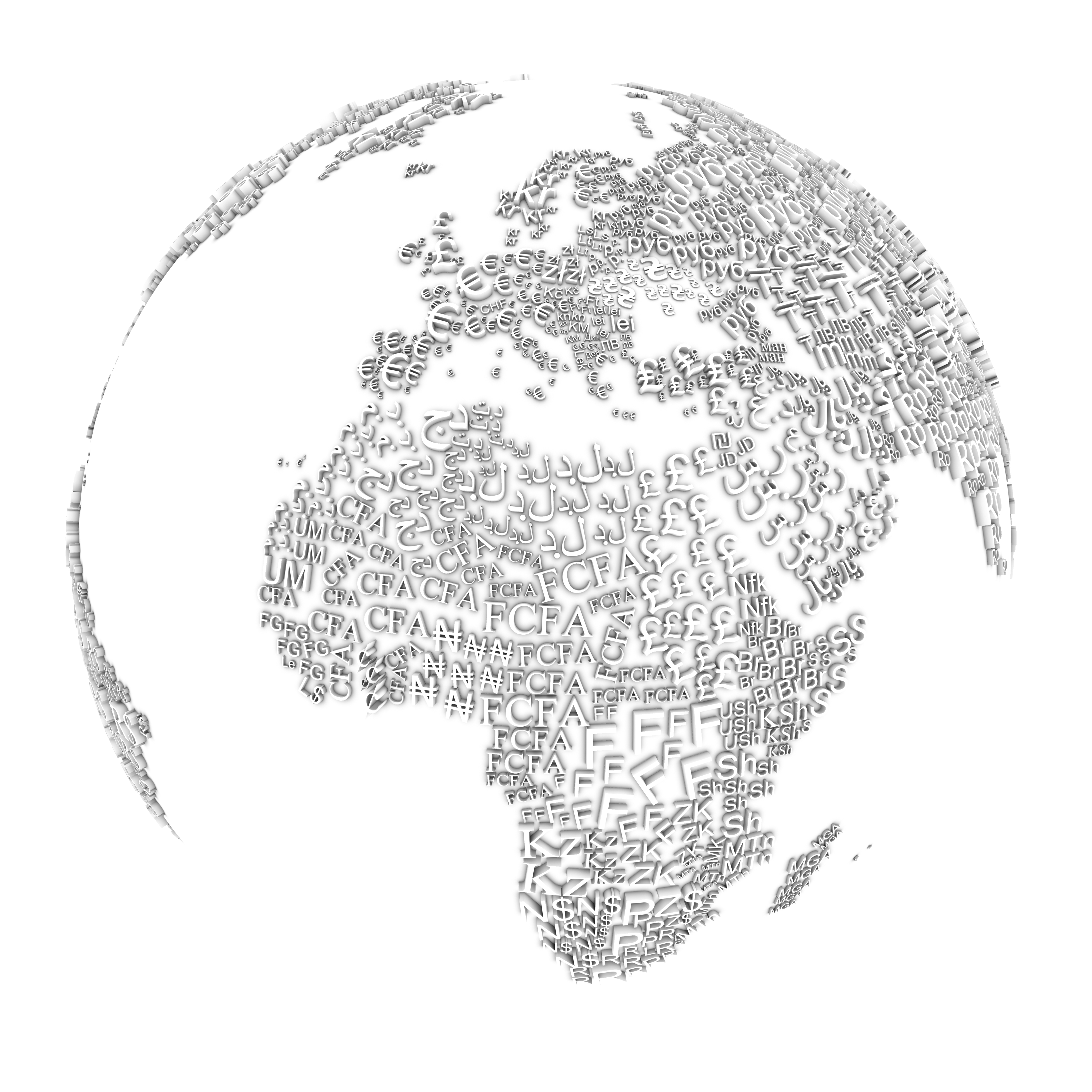 Currency symbols globe finance