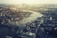 London Cityscrape Skyline Aerial View