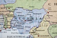 Nigeria map Africa closeup