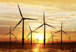 Wind turbine sustainable energy sunset