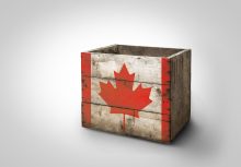 Box wooden stencil Canada flag