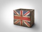 British flag stencil freight transportation box