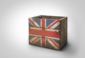 British flag stencil freight transportation box