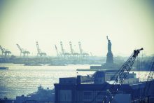 New York city harbour statue liberty
