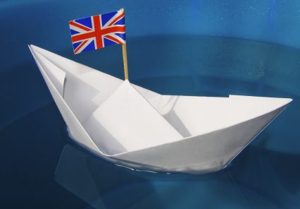 Paper ship with UK Flag
