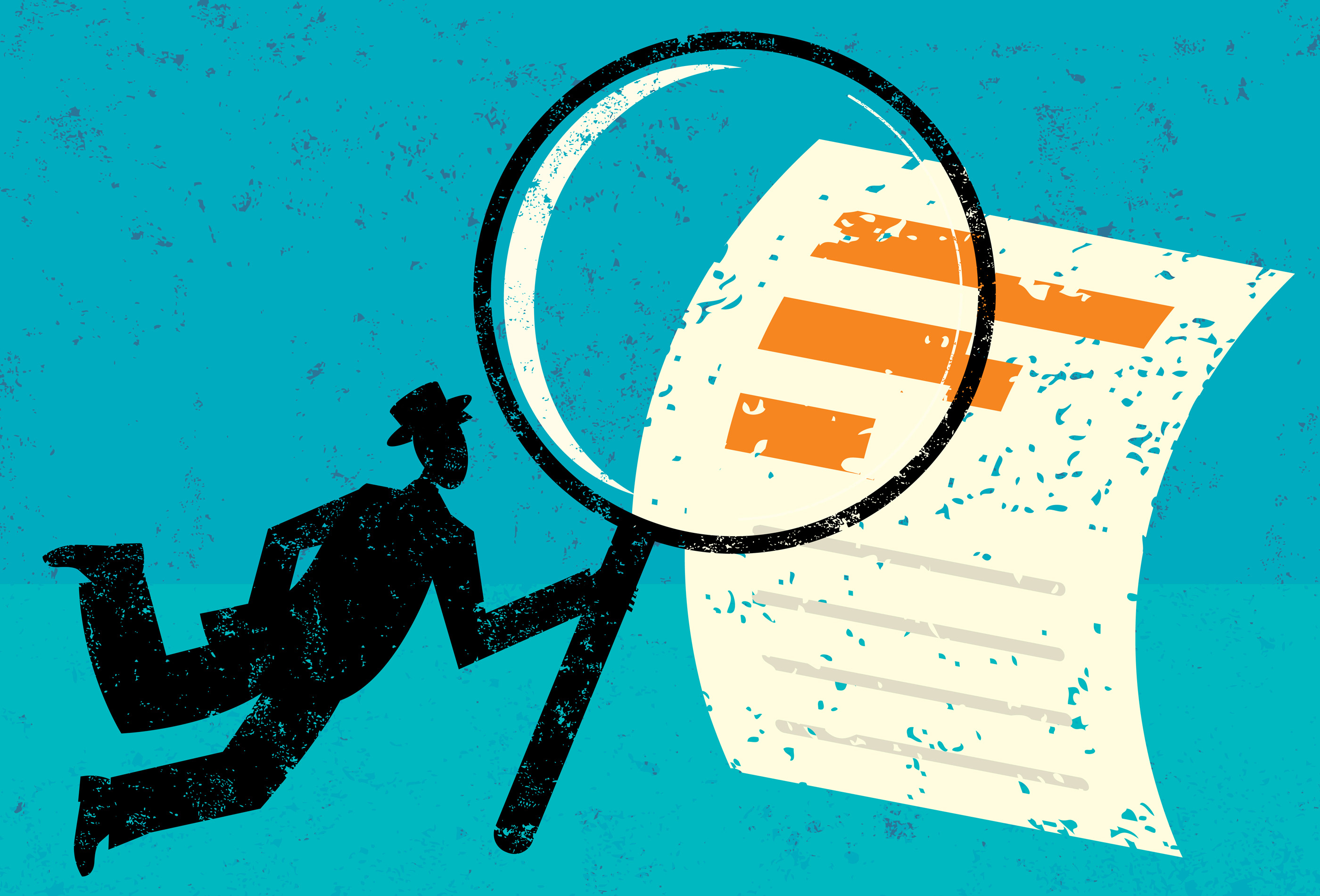 Tax finance business magnifying glass data