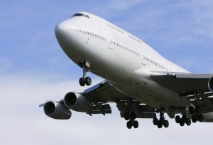 Boeing 747 airliner flying