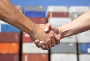 Handshaking Cargo Container